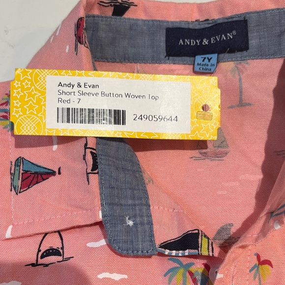 Andy and Evan Kids' Coral Sailboat Print Shirt NWT - Picture 4 of 7